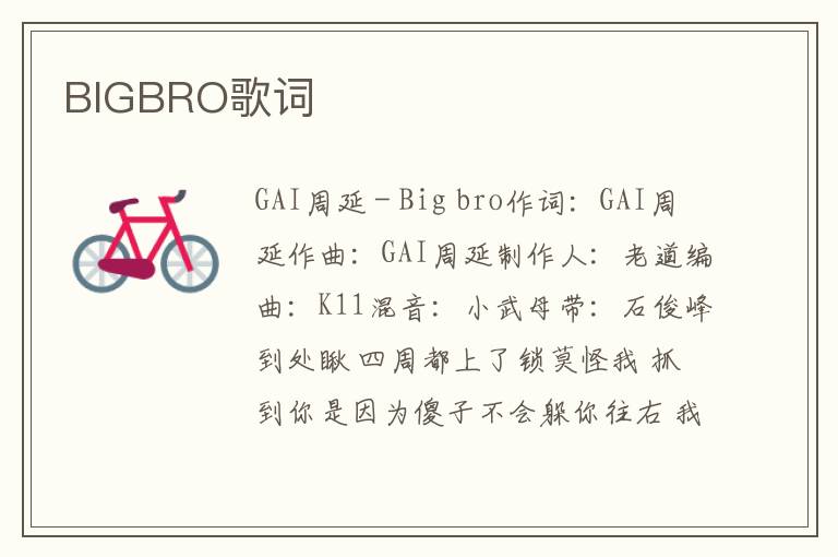 BIGBRO歌词