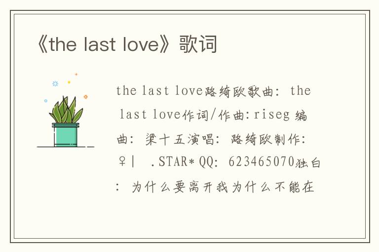 《the last love》歌词