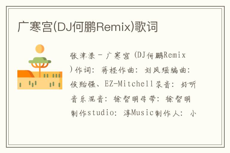 广寒宫(DJ何鹏Remix)歌词