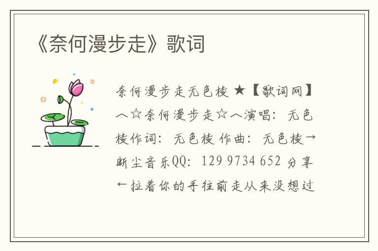 《奈何漫步走》歌词