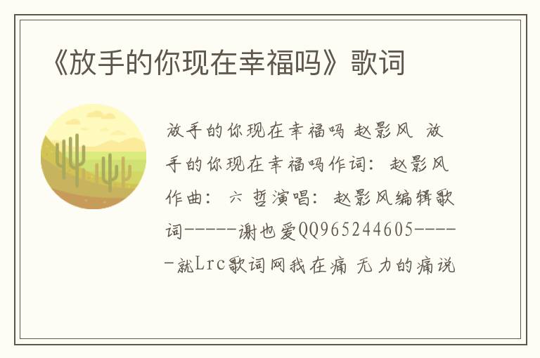 《放手的你现在幸福吗》歌词