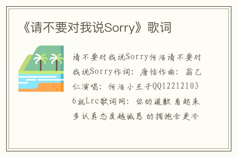 《请不要对我说Sorry》歌词