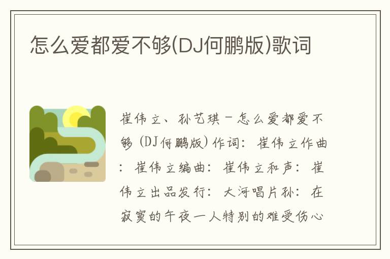 怎么爱都爱不够(DJ何鹏版)歌词