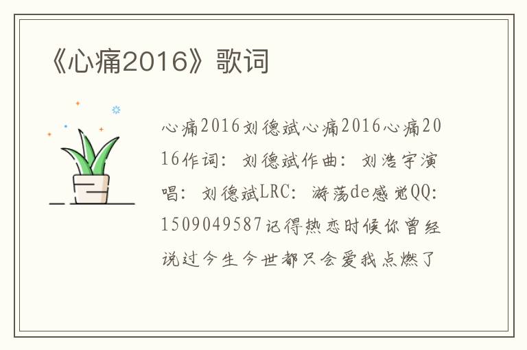 《心痛2016》歌词