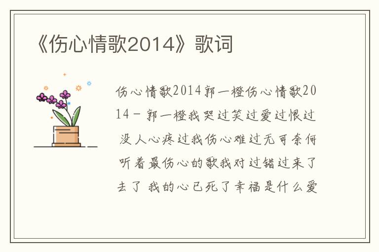 《伤心情歌2014》歌词