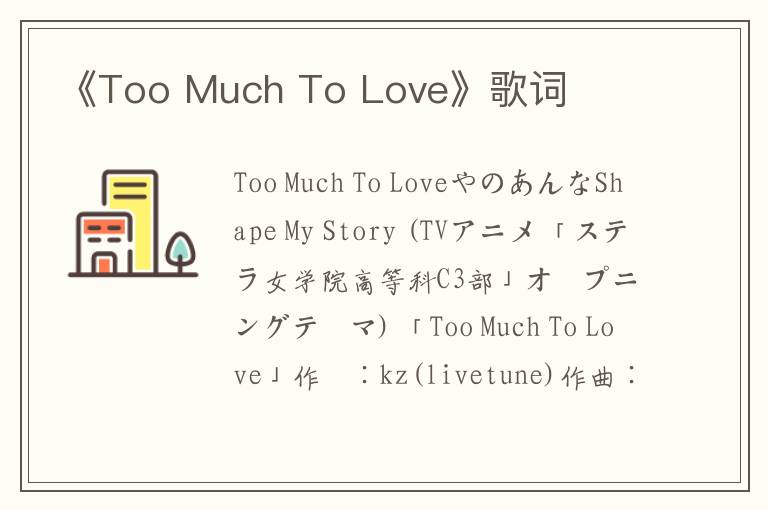 《Too Much To Love》歌词