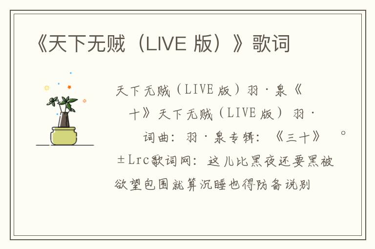 《天下无贼（LIVE 版）》歌词