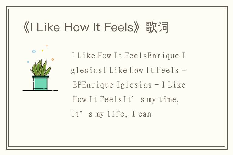 《I Like How It Feels》歌词