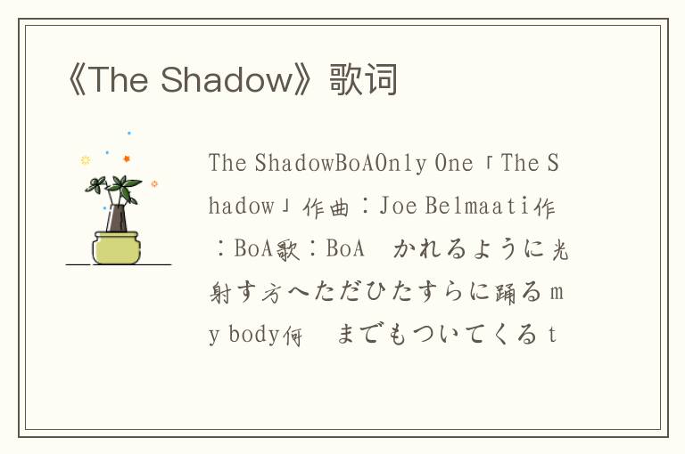 《The Shadow》歌词