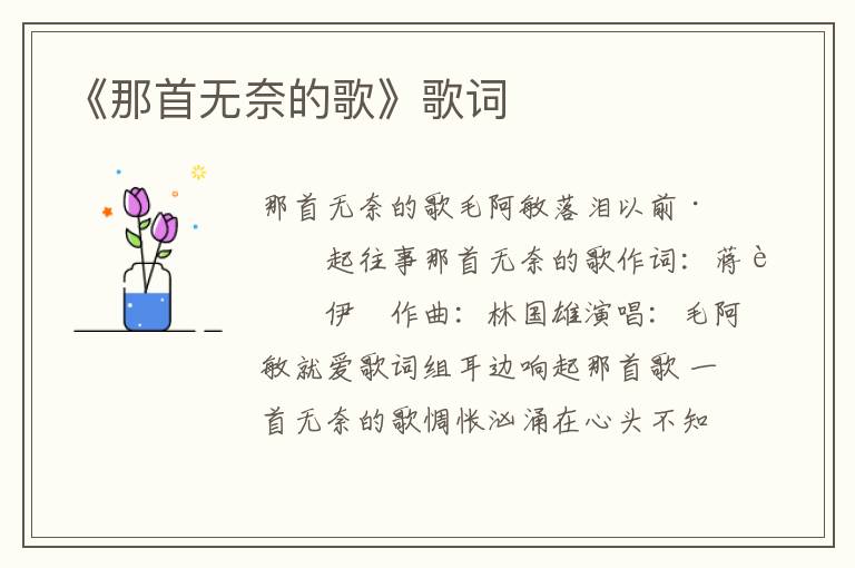 《那首无奈的歌》歌词