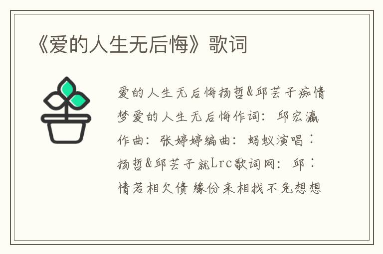 《爱的人生无后悔》歌词