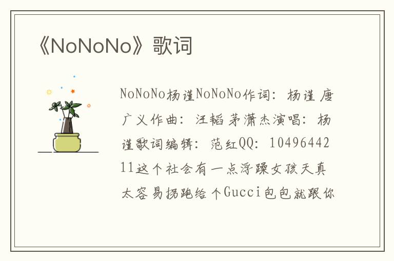 《NoNoNo》歌词