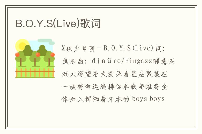 B.O.Y.S(Live)歌词