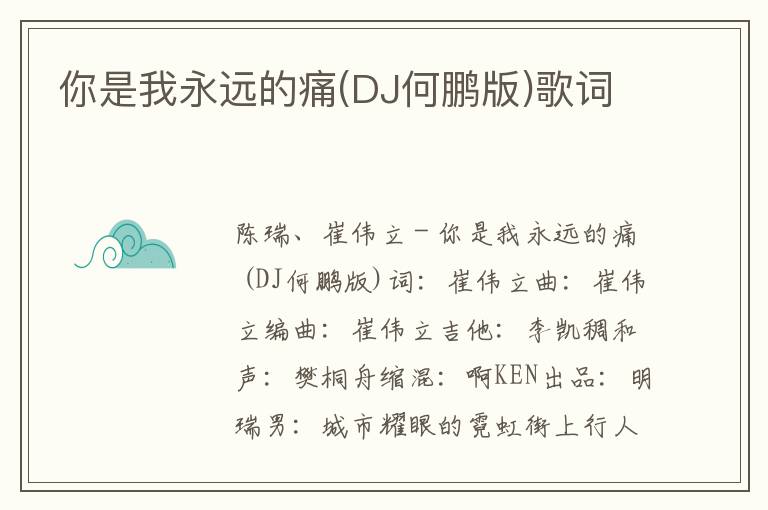 你是我永远的痛(DJ何鹏版)歌词