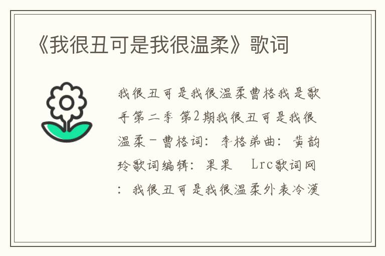 《我很丑可是我很温柔》歌词