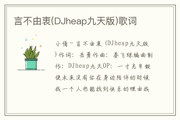 言不由衷(DJheap九天版)歌词