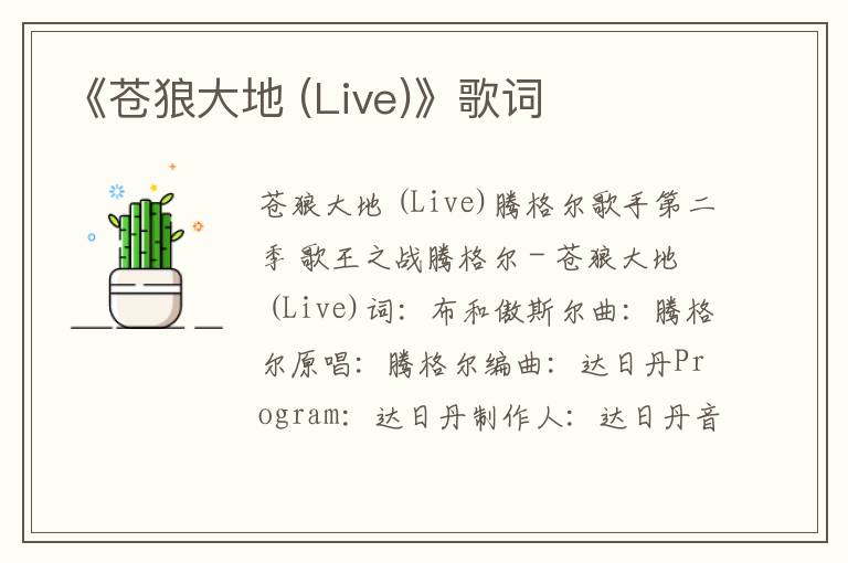 《苍狼大地 (Live)》歌词