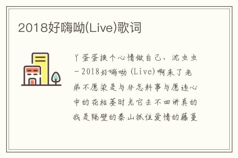 2018好嗨呦(Live)歌词