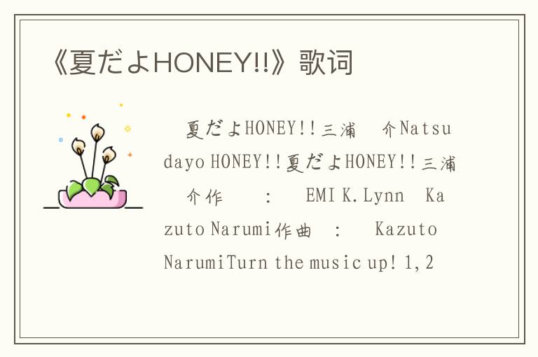 《夏だよHONEY!!》歌词