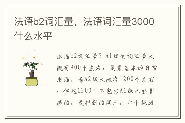 法语b2词汇量，法语词汇量3000什么水平