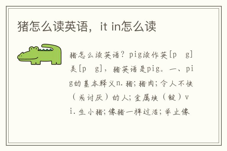 猪怎么读英语，it in怎么读