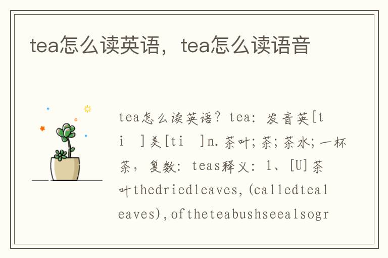 tea怎么读英语，tea怎么读语音