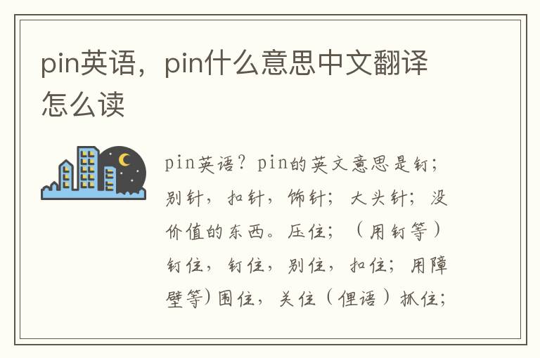 pin英语，pin什么意思中文翻译怎么读