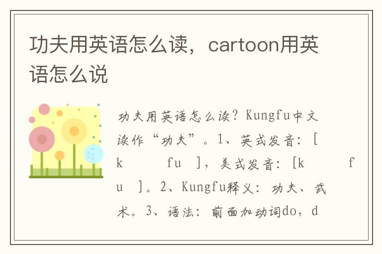 功夫用英语怎么读，cartoon用英语怎么说