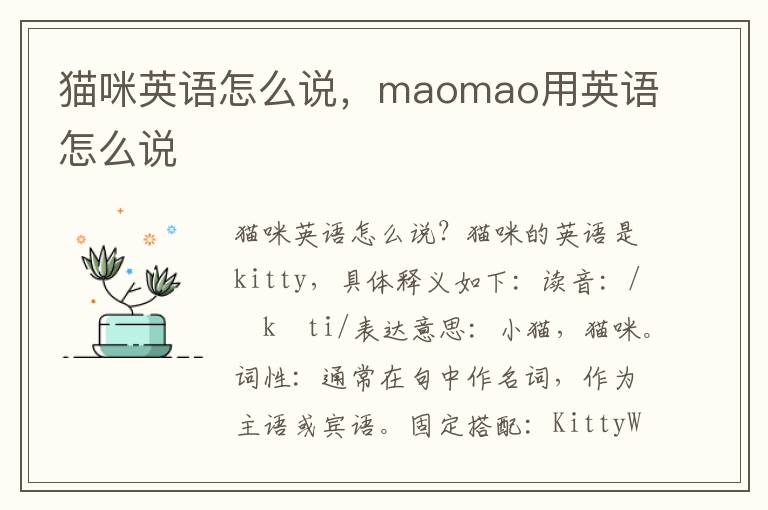 猫咪英语怎么说，maomao用英语怎么说