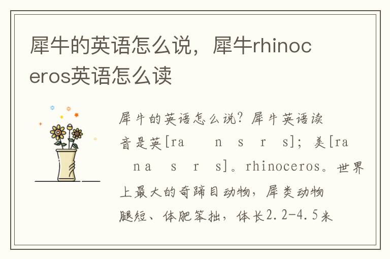 犀牛的英语怎么说，犀牛rhinoceros英语怎么读