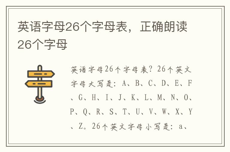 英语字母26个字母表，正确朗读26个字母