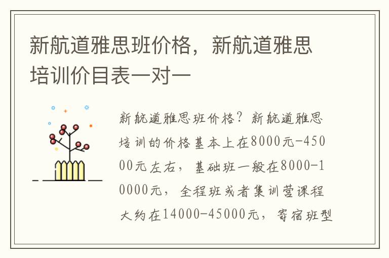 新航道雅思班价格，新航道雅思培训价目表一对一