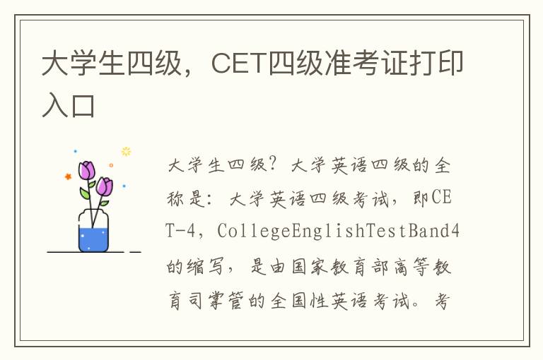 大学生四级，CET四级准考证打印入口