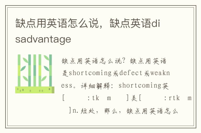 缺点用英语怎么说，缺点英语disadvantage